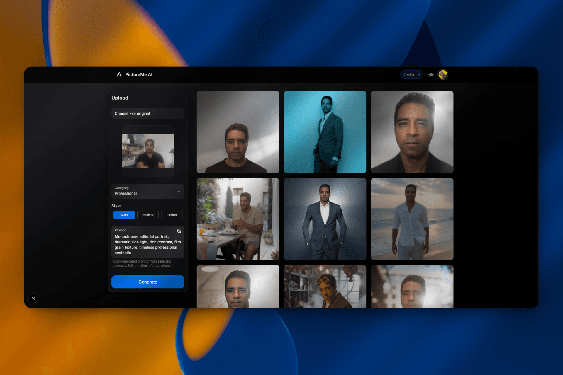 PictureMe AI Dashboard Screenshot